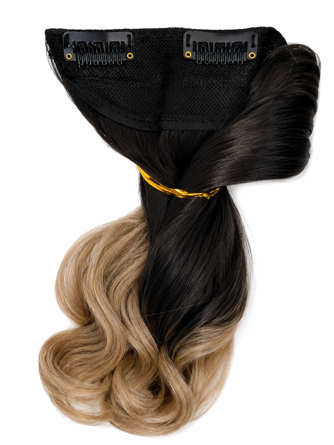  Syntetiskt Löshår lockigt 5 Clip on dip dye